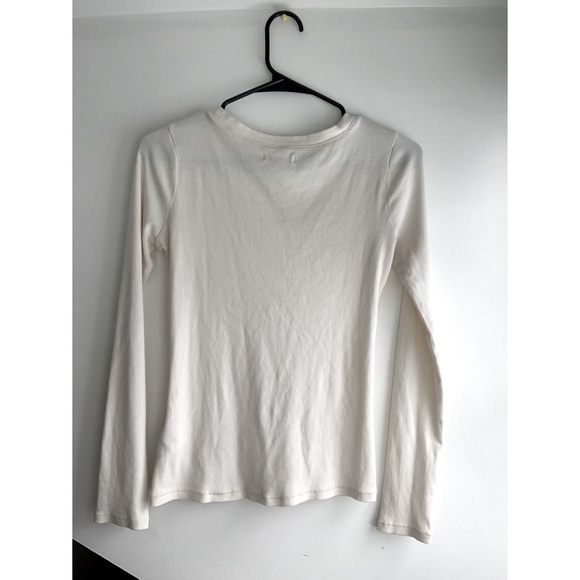 Madewell Button V-Neck Off-White Women’s Long Sleeve Cute Spring Summer Shirt🌷 - Picture 2 of 4